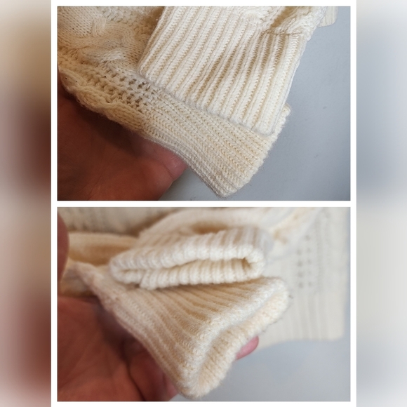 J. Crew Lambs-wool blend Cream Pom-pom cable-knit sweater. Size XS - Picture 4 of 16